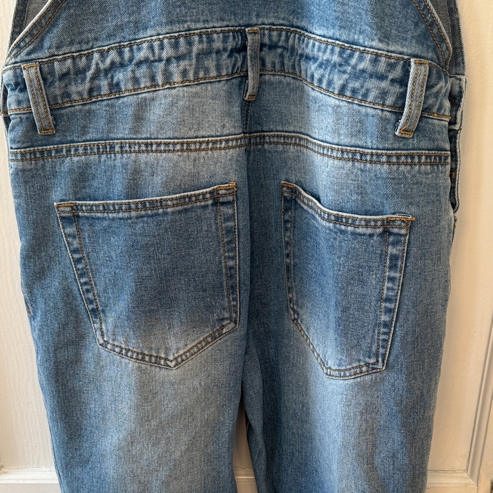 Twin Sisters Casual Blue Denim Distressed Overalls with Size L - Picture 9 of 16